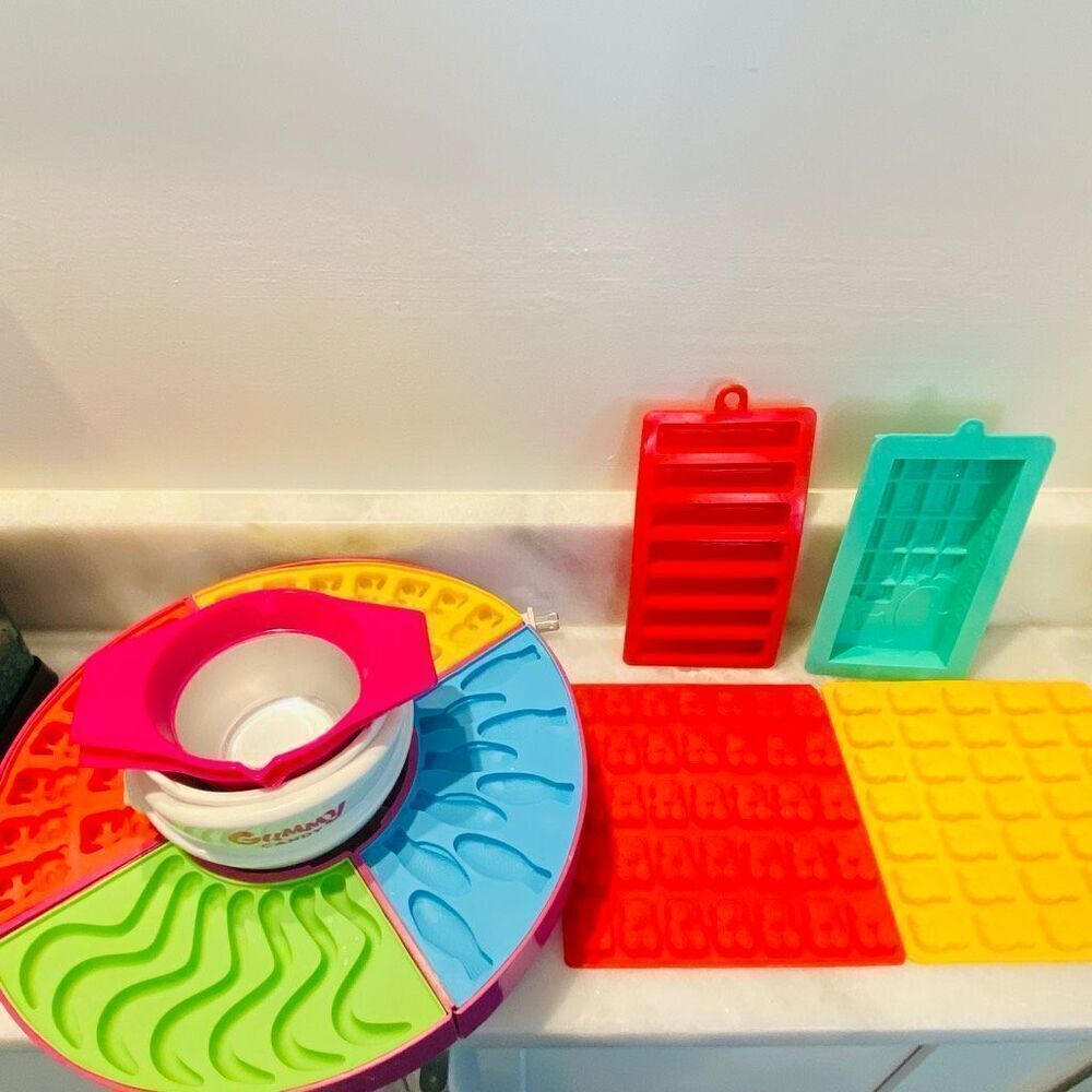 Nostalgia Gummy Candy Making Kit With 4 Silicone Mold Trays Bundle Multicolor OS